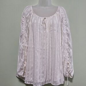 Ivory Romantic Blouse Cato Plus Size Women's Peasant Top 18/20 Gold Threads